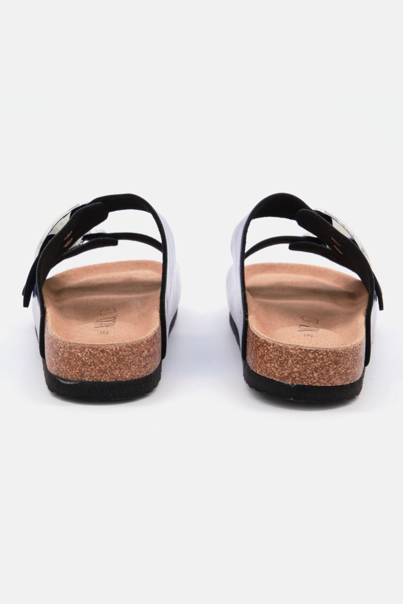 XOXO Women Slip On Cork Slides, Metallic Blue - Image 4